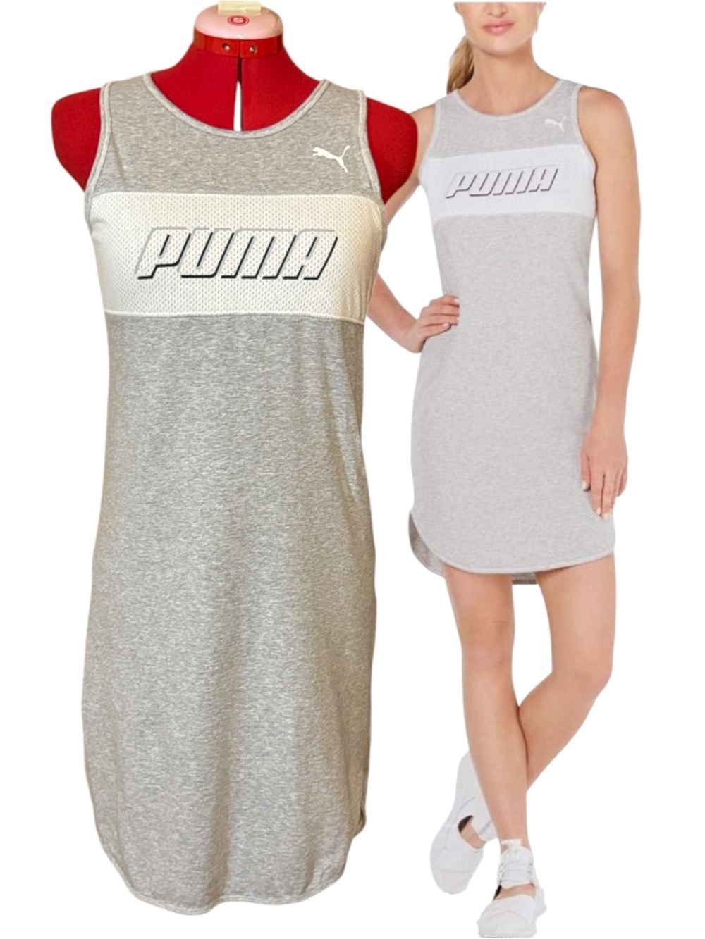 PUMA Modern Light Heather Grey Sports Athletic Tank Dress Size Medium